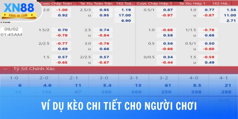Ví dụ kèo chi tiết cho người chơi